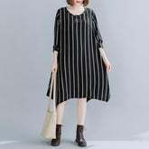 Women Striped Loose Round Neck Dress